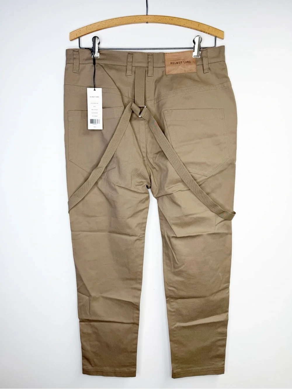 Helmut Lang Cropped Suspender Trouser Driftwood Tan Size 30 NWT - Picture 3 of 7